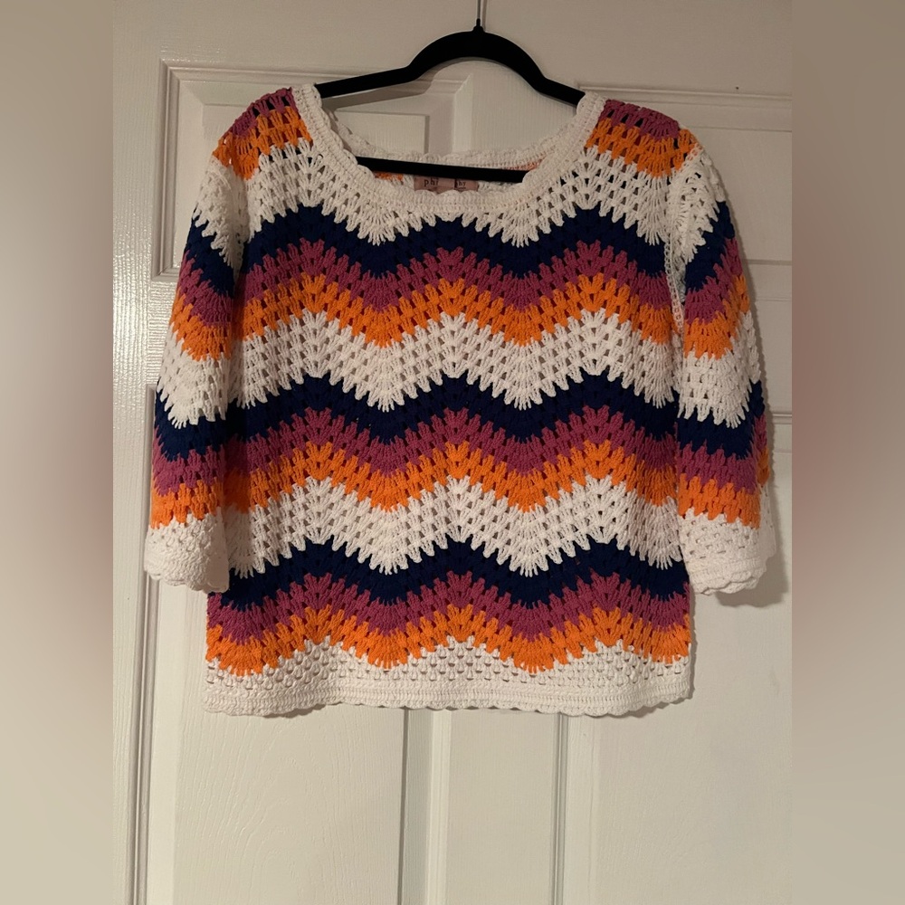 Philosophy Colorful Crochet Knit Sweater